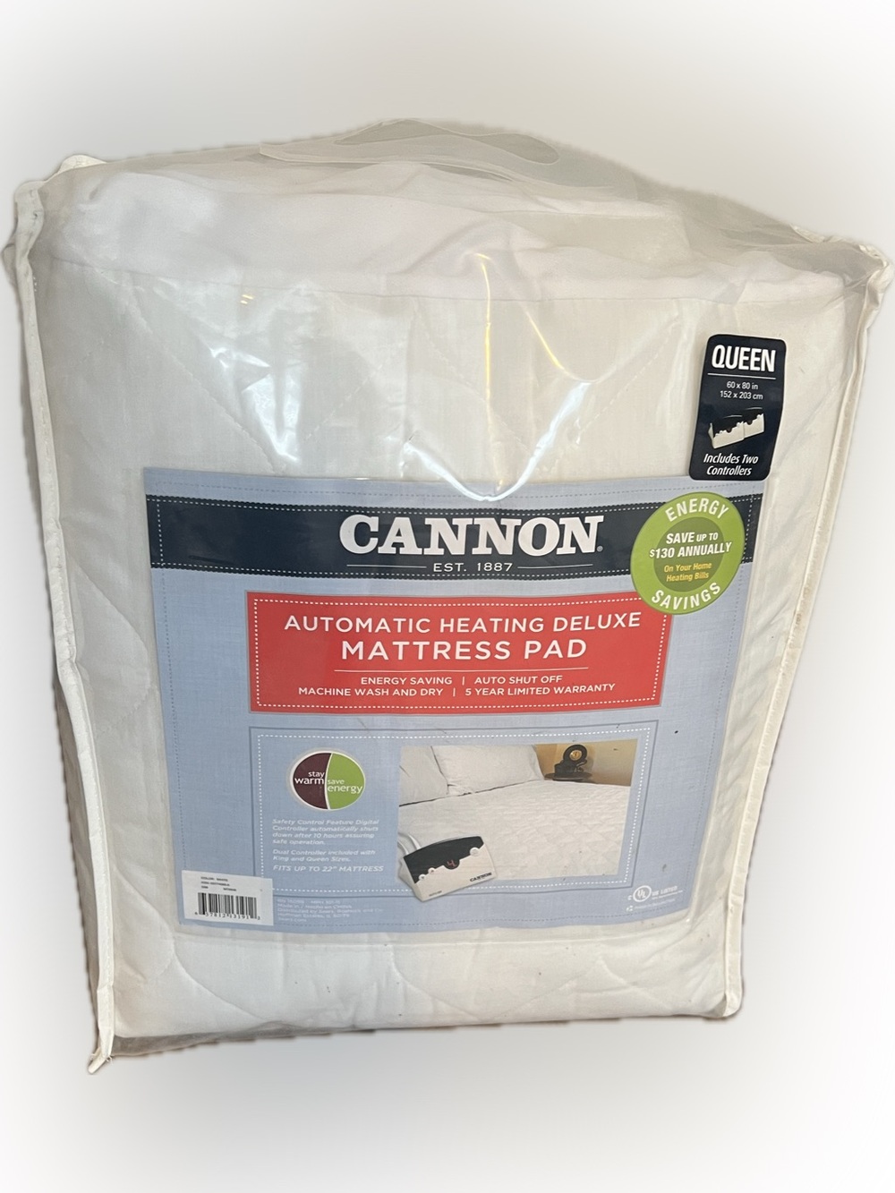 🔴New Cannon Automatic Heating Deluxe Mattress Pad Canon Dual Control Queen